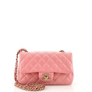Chanel Classic Single Flap Bag Quilted Lambskin Mini Pink